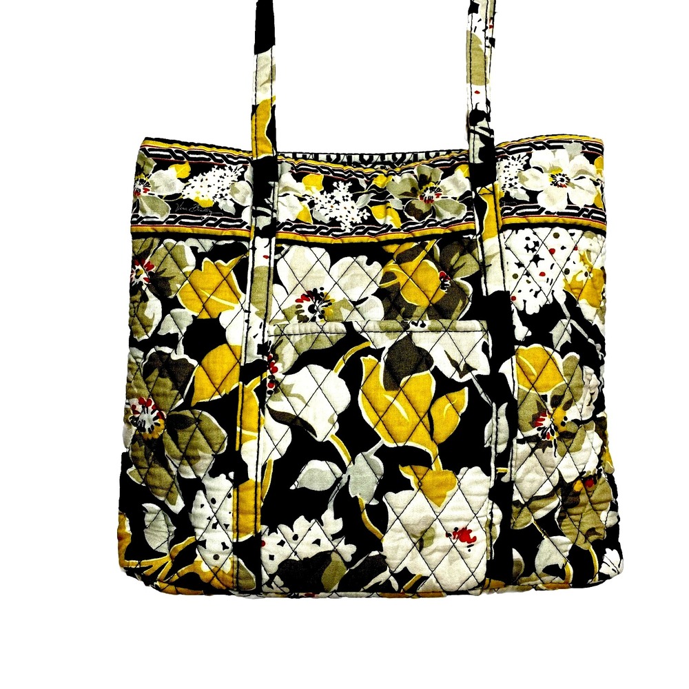 Vera Bradley Tote Bag Yellow Black Floral Mini Quilted